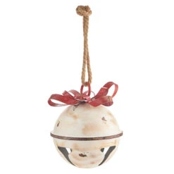 Raz 11" Or 13.75" White Glittered Jingle Bell With Red Bow Christmas Ornament -The Jolly Christmas Shop 4015935 69677.1647548113