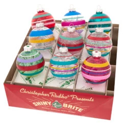 Christopher Radko Shiny Brite Vivid Vintage2.5" Decorated Round Christmas Ornaments 4028185