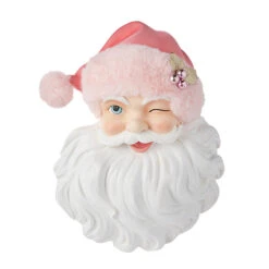 Raz 17" Santa Face With Pink Hat Christmas Wall Decoration 4210233 -The Jolly Christmas Shop 4210233 1 54628.1656604562