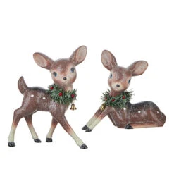 Raz Set Of 2 12.75" Large Reindeer With Bottle Brush Wreath Christmas Figure 4212557 -The Jolly Christmas Shop 4212557 46413.1648227459