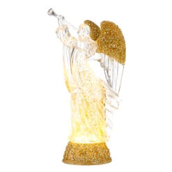 Raz 12" Lighted Angel With Trumpet Gold Glittered Swirling Water Globe 4219053 -The Jolly Christmas Shop 4219053 13948.1657668564