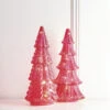 Raz Set Of 2 Pink Textured Glass Lighted Christmas Tree Decoration 4220113 -The Jolly Christmas Shop 4220113 14862.1657673146