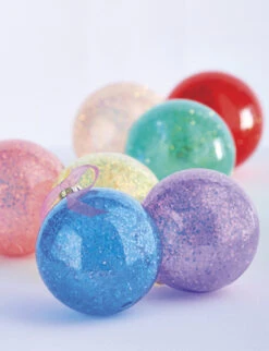 Raz 4.5" Set Of 7 Rainbow Glittered Glass Ball Christmas Ornaments 4224623