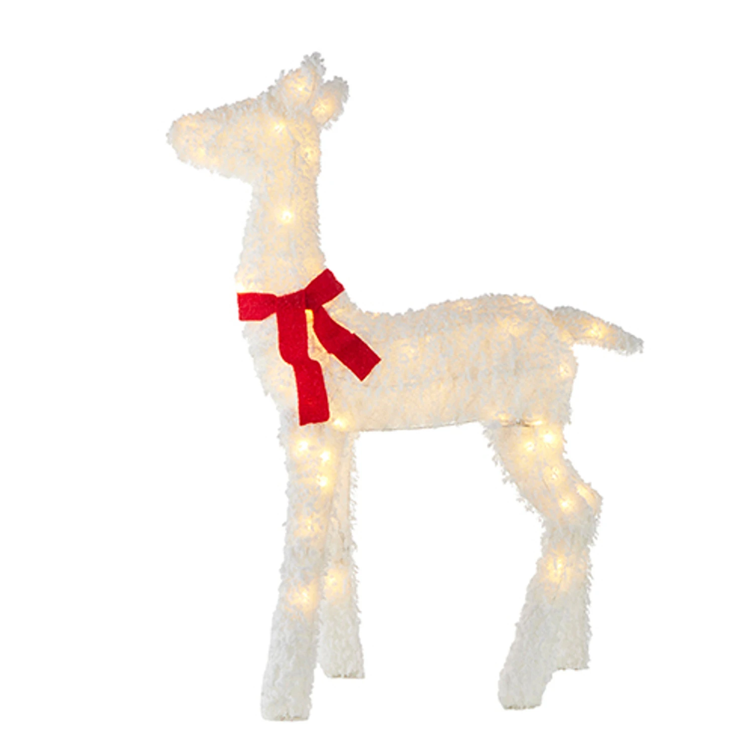Raz White Flocked Tinsel Lighted Deer Indoor Outdoor Christmas Decoration 4 Raz White Flocked Tinsel Lighted Deer Indoor Outdoor Christmas Decoration - Image 2