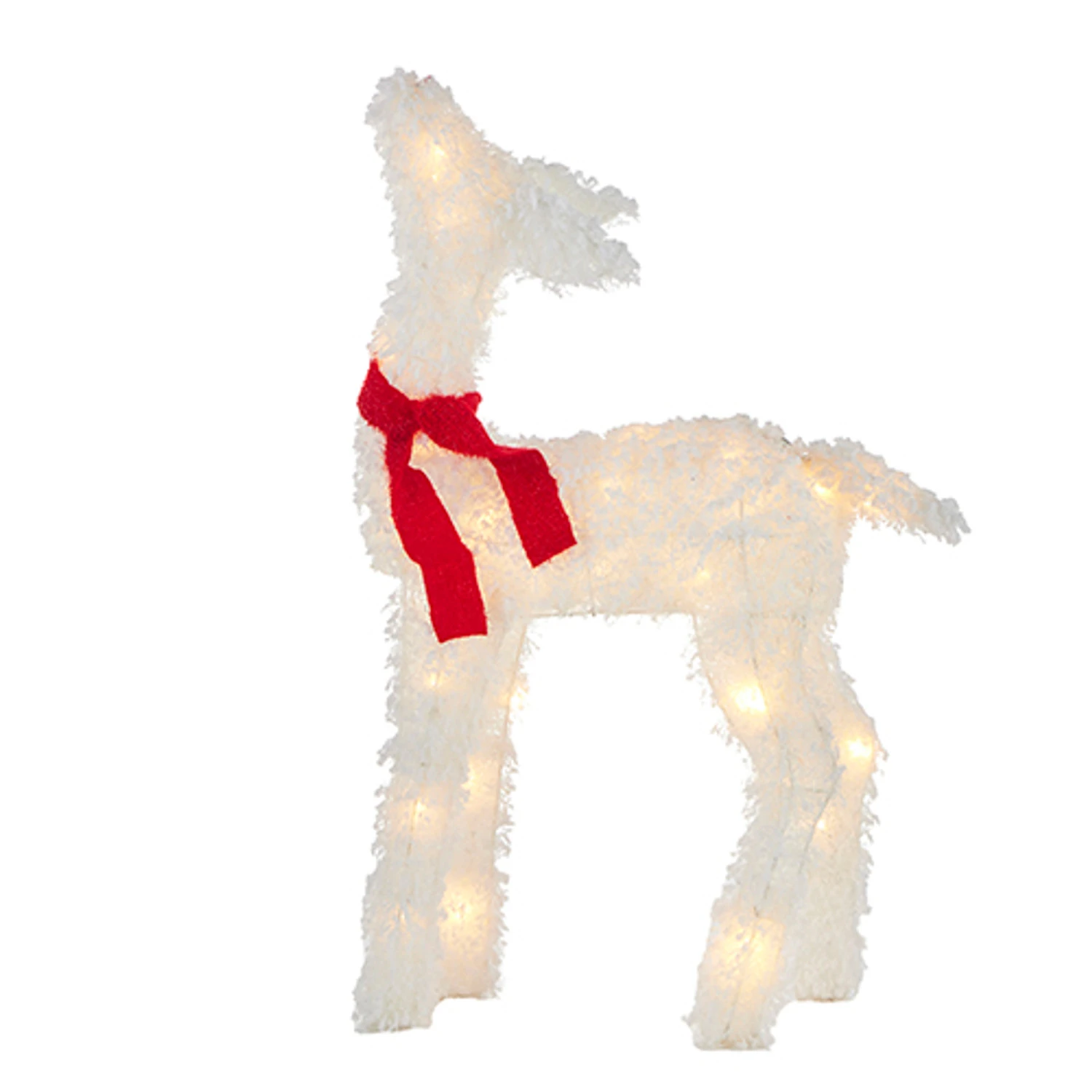 Raz White Flocked Tinsel Lighted Deer Indoor Outdoor Christmas Decoration 5 Raz White Flocked Tinsel Lighted Deer Indoor Outdoor Christmas Decoration - Image 3