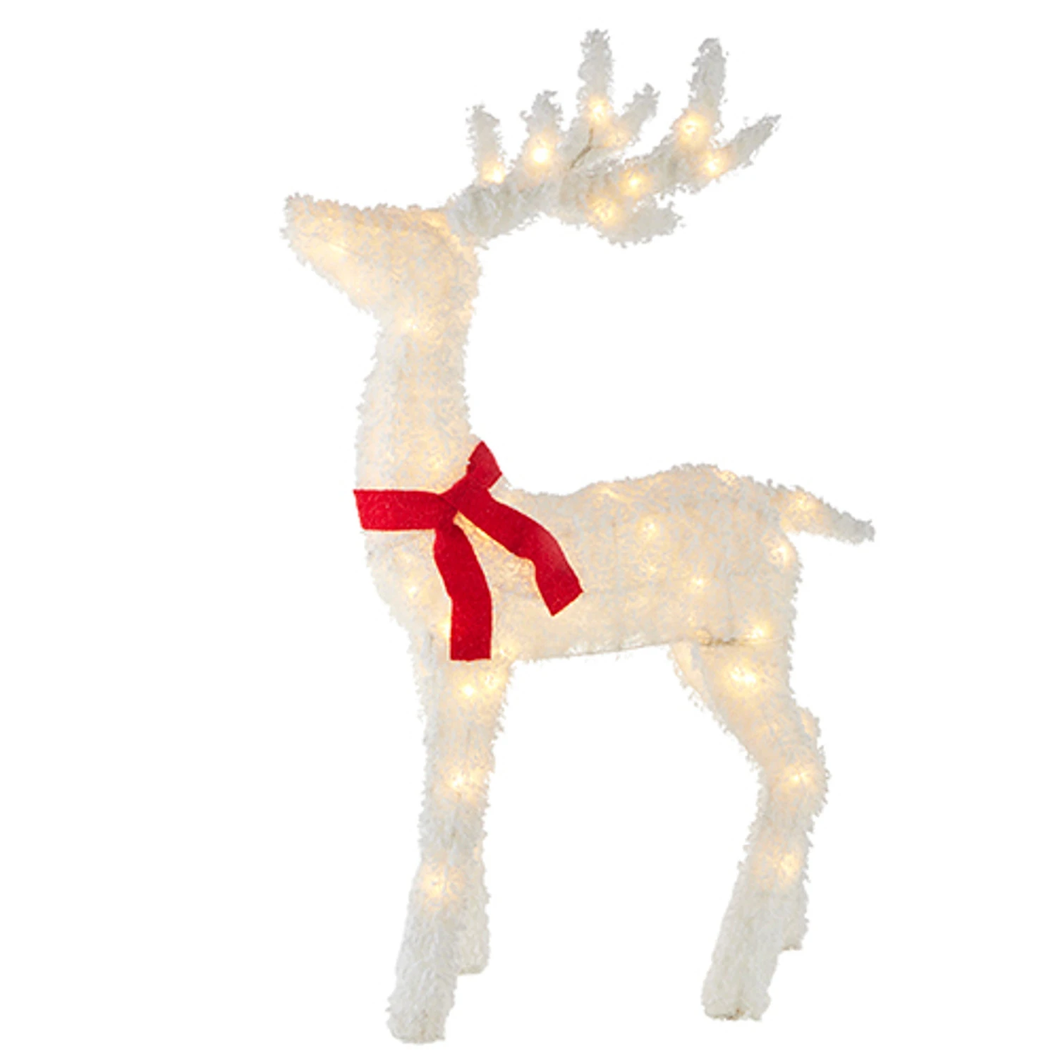 Raz White Flocked Tinsel Lighted Deer Indoor Outdoor Christmas Decoration 6 Raz White Flocked Tinsel Lighted Deer Indoor Outdoor Christmas Decoration - Image 4