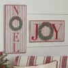 Raz Red And White Striped Joy Or Noel Metal Framed Christmas Sign