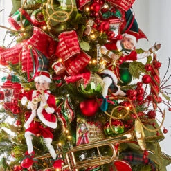 Raz 16" Red And Plaid Posable Christmas Elf Figure 4302355