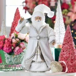 Raz 18" Silver And White Charming Holiday Santa Christmas Figure 4315517