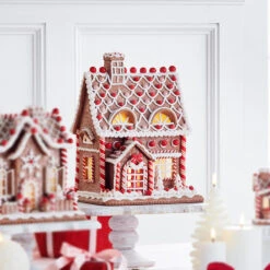 Raz 12" Lighted Realistic Gingerbread House Christmas Decoration 4316086
