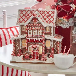 Raz 13" Large Lighted Gingerbread Christmas House 4316276