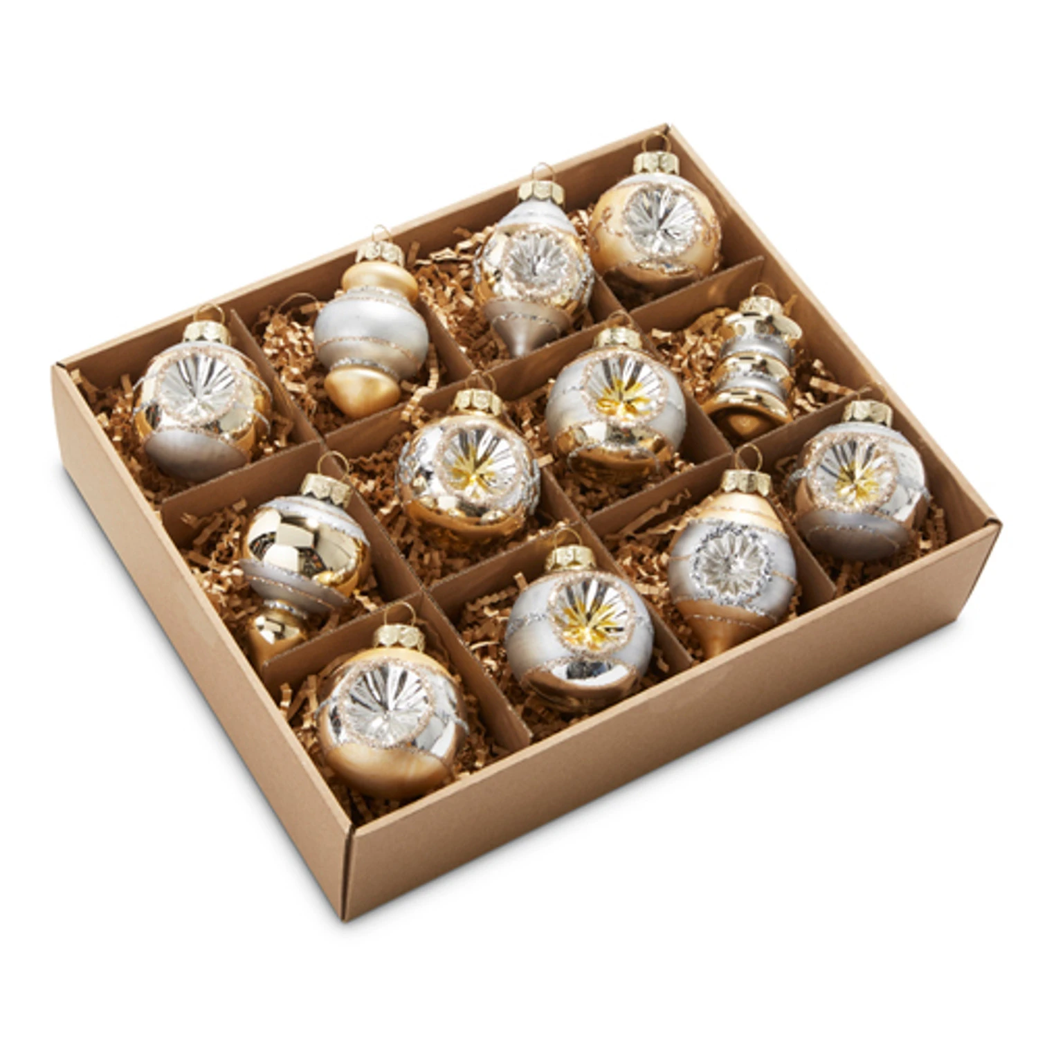 Raz 2" Box Of 12 Champagne And Silver Vintage Christmas Ornament Set 4320927 4 Raz 2" Box Of 12 Champagne And Silver Vintage Christmas Ornament Set 4320927 - Image 2