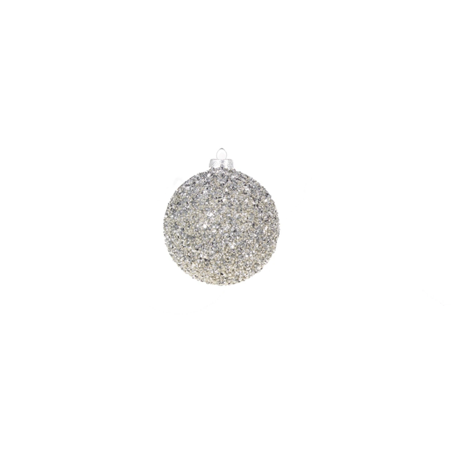 Raz 4" Silver Beaded Glass Christmas Ornament 4322806 4 Raz 4" Silver Beaded Glass Christmas Ornament 4322806 - Image 2