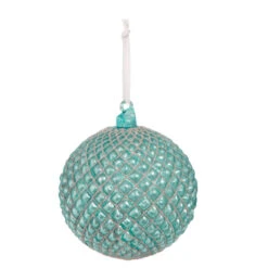 Raz 6" Cerulean Blue Quilted Ball Glass Christmas Ornament 4322938 -The Jolly Christmas Shop 4322938 1 96410.1684443277