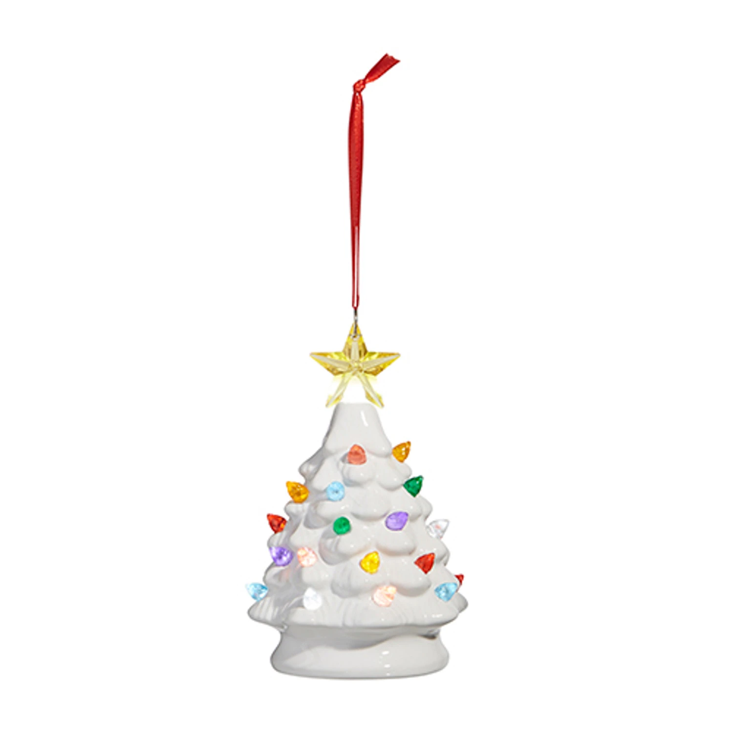 Raz 5.25" Green Or White Lighted Ceramic Tree Christmas Ornament 4 Raz 5.25" Green Or White Lighted Ceramic Tree Christmas Ornament - Image 2