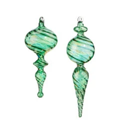 Raz 9" Green Blown Finial Glass Christmas Ornament 4324515 -The Jolly Christmas Shop 4324515 77956.1684786436