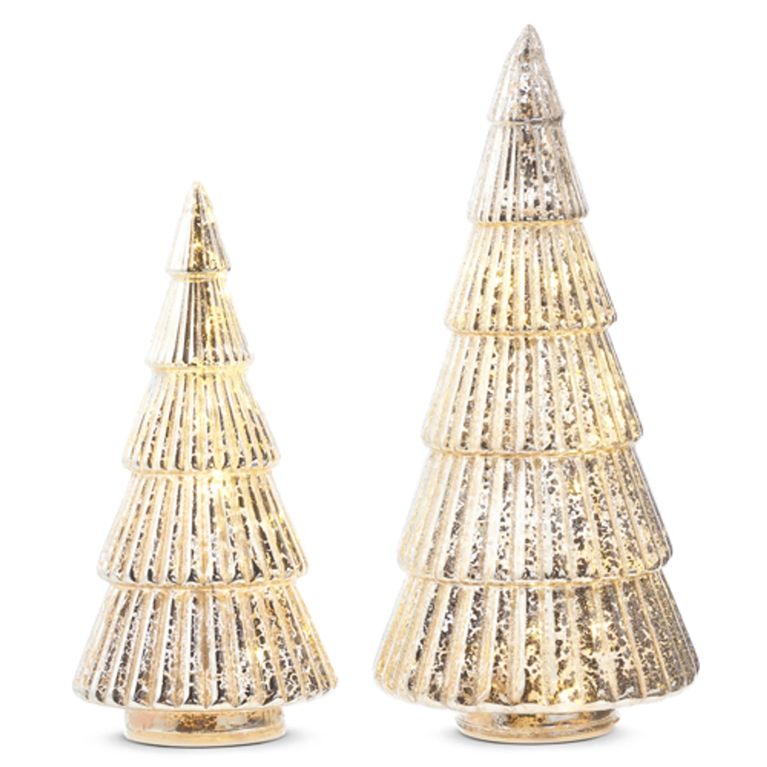 Raz 11.5" Lighted Champagne Ribbed Trees Christmas Decoration 4324551 4 Raz 11.5" Lighted Champagne Ribbed Trees Christmas Decoration 4324551 - Image 2