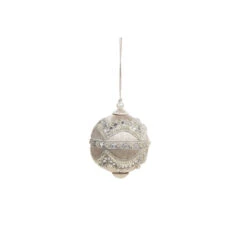Raz 4" Silver Or Ivory Jewel And Wrapped Thread Ball Christmas Ornament 4327325 -The Jolly Christmas Shop 4327325a 84065.1685026683