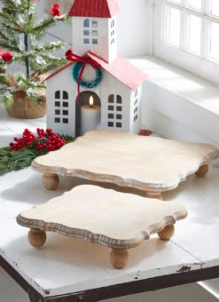 Raz Brown White Washed Square Riser Christmas Decoration 4328020