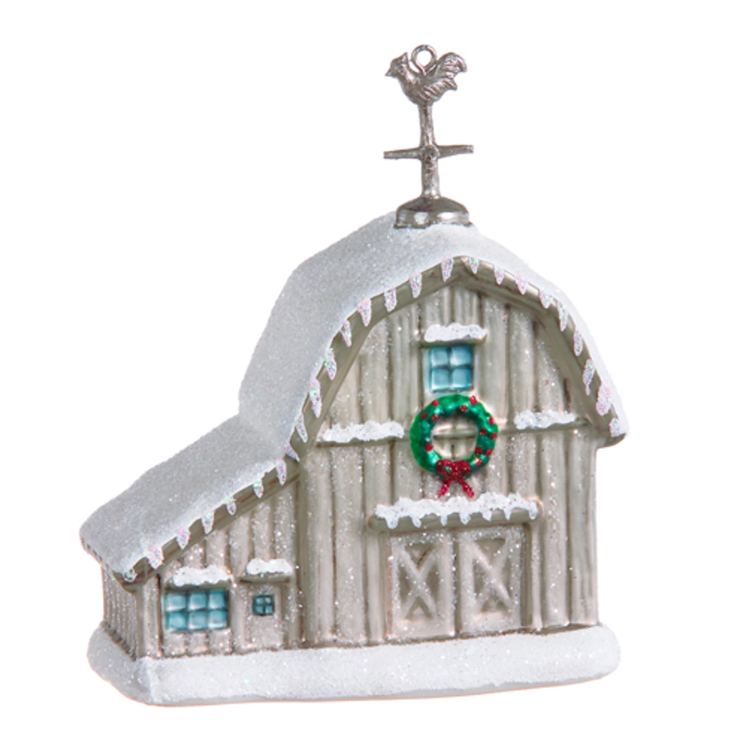 Raz 5" Snowy Barn Glass Christmas Ornament 4352884 3 Raz 5" Snowy Barn Glass Christmas Ornament 4352884