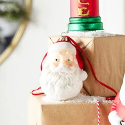 Raz Eric Cortina 4" Santa Face Blow Mold Glass Christmas Ornament 4353114