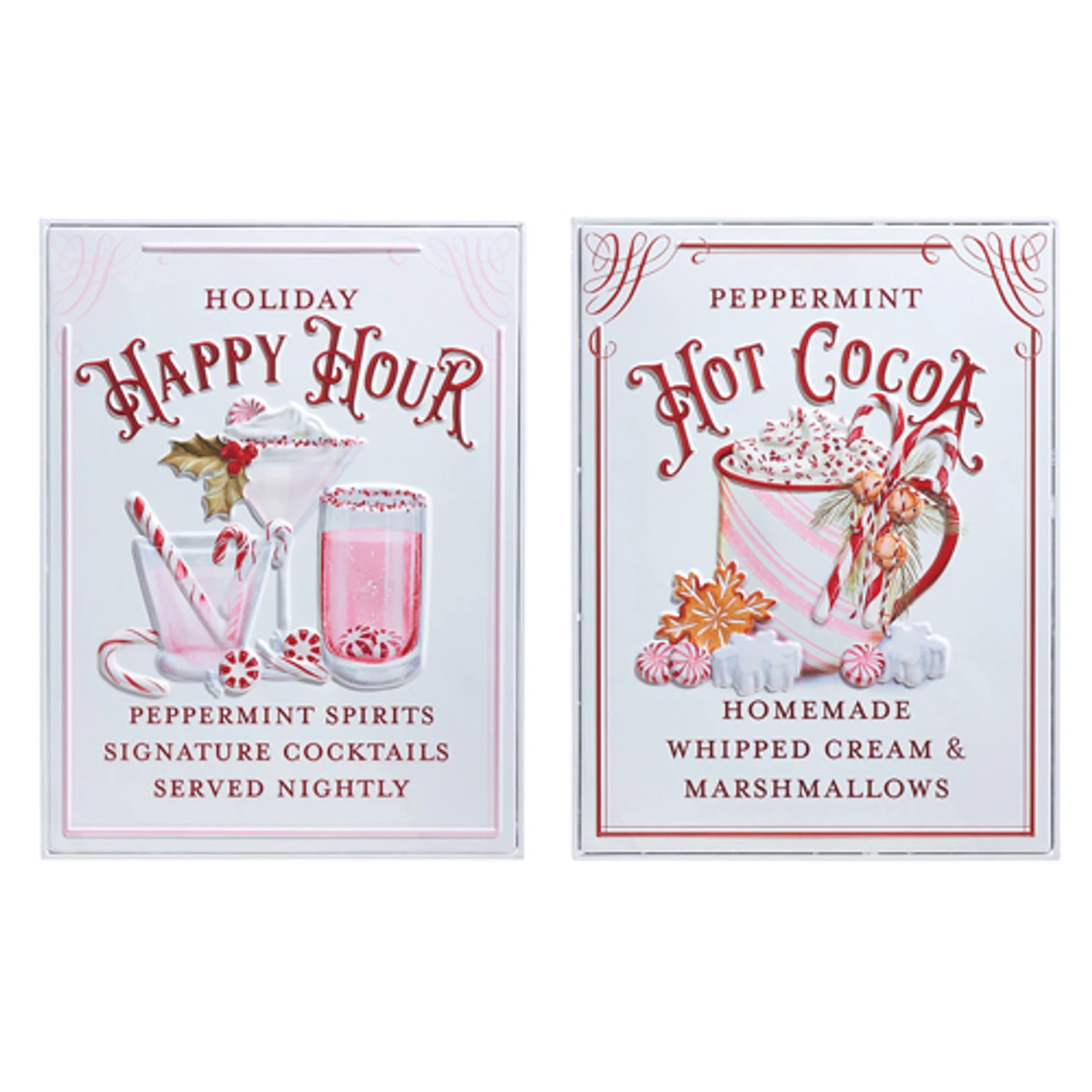 Raz 18" Holiday Refreshments Christmas Cocktails Or Hot Cocoa Metal Embossed Sign 4359013 4 Raz 18" Holiday Refreshments Christmas Cocktails Or Hot Cocoa Metal Embossed Sign 4359013 - Image 2