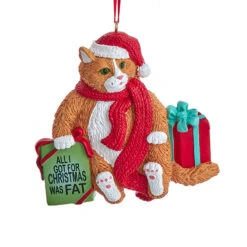 Kurt Adler 3.5" Fat Cat Christmas Ornament A2220 -The Jolly Christmas Shop A2220b 66868.1677084176