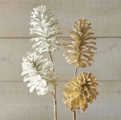 Raz 21.5" Beaded And Glittered Pinecone Stem Christmas Tree Spray F4106758