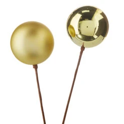 Raz 12" Set Of 2 Red, Gold, Silver Or Green Ball Ornament Christmas Tree Pick -The Jolly Christmas Shop F4202557 83918.1650483952