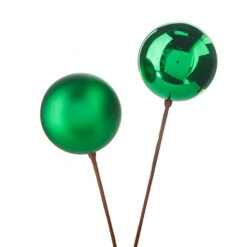 Raz 12" Set Of 2 Red, Gold, Silver Or Green Ball Ornament Christmas Tree Pick -The Jolly Christmas Shop F4202558 86730.1650483954