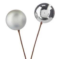 Raz 12" Set Of 2 Red, Gold, Silver Or Green Ball Ornament Christmas Tree Pick -The Jolly Christmas Shop F4202559 55227.1650483961