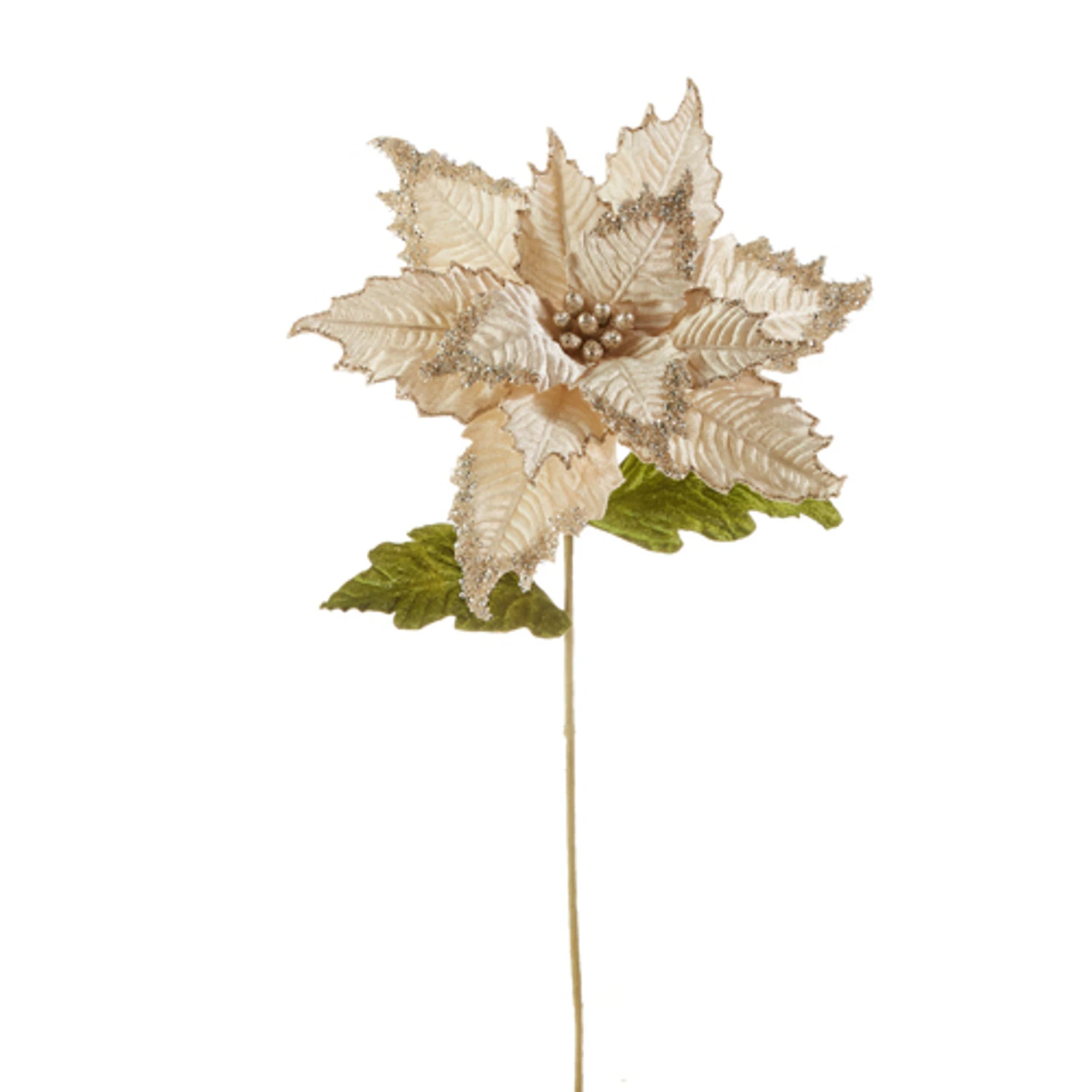 Raz 27" Ivory Velvet Poinsettia Stem Christmas Tree Pick F4306735 4 Raz 27" Ivory Velvet Poinsettia Stem Christmas Tree Pick F4306735 - Image 2
