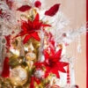 Raz 26" Red Tinsel Edge Poinsettia Stem Christmas Tree Accessory F4322742 -The Jolly Christmas Shop F4322742 edit 39365.1686749395