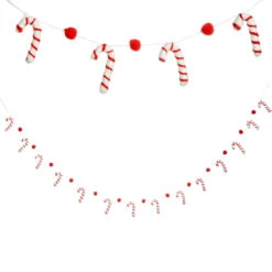 Raz 5.5' Felt Red And White Candy Cane Christmas Tree Garland G4319036