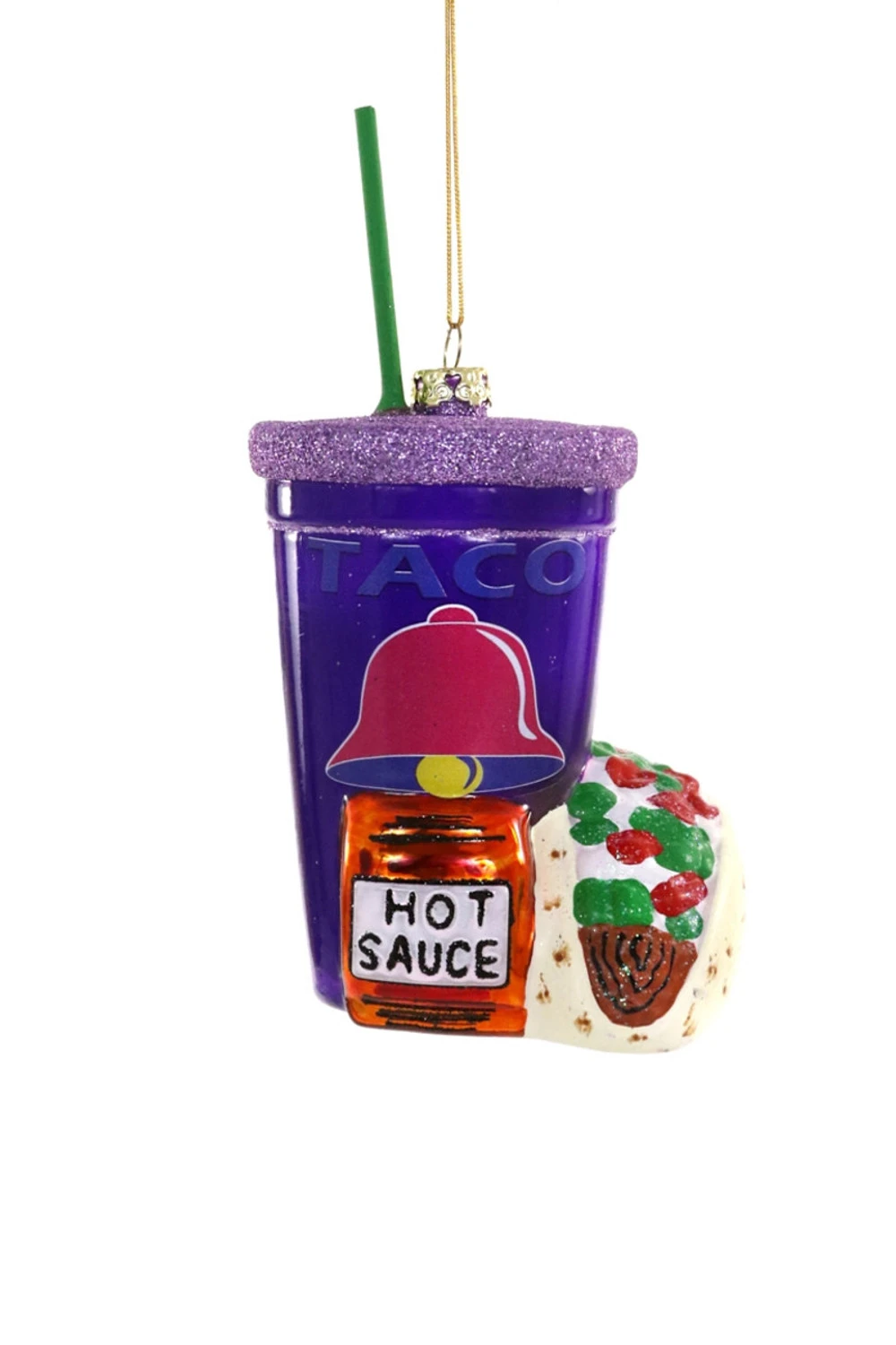 Cody Foster 5.75" Fast Food Taco Glass Christmas Ornament GO-9101 4 Cody Foster 5.75" Fast Food Taco Glass Christmas Ornament GO-9101 - Image 2