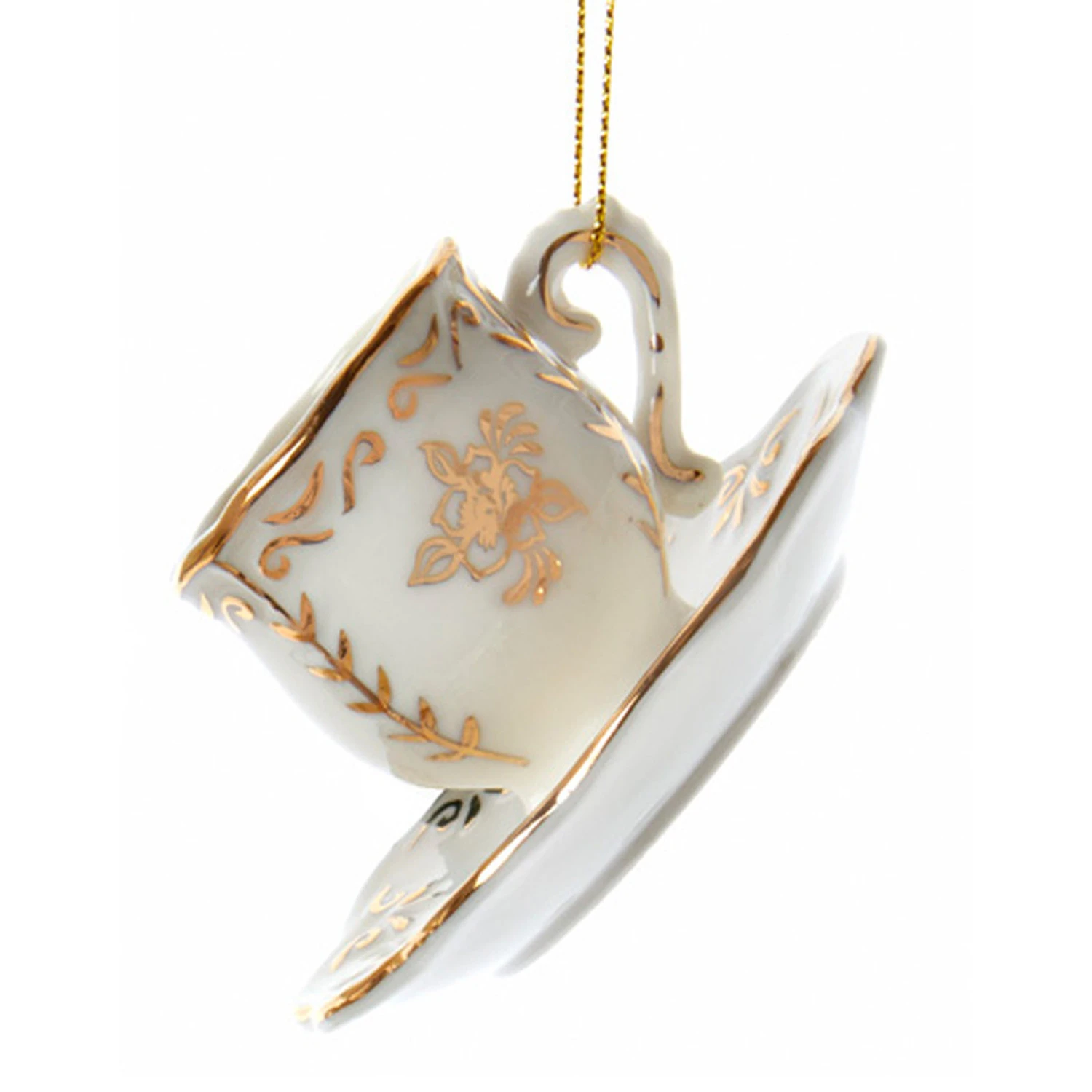 Kurt Adler 3" White And Gold Teacup Porcelain Christmas Ornament J7487 5 Kurt Adler 3" White And Gold Teacup Porcelain Christmas Ornament J7487 - Image 3
