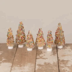 Bethany Lowe Set Of 6 Sprinkles Bottle Brush Trees LC1583