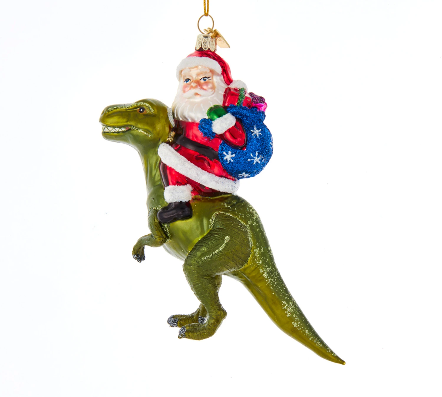 Kurt Adler 5.25" Noble Gems Santa On Dinosaur Glass Christmas Ornament NBX0064 3 Kurt Adler 5.25" Noble Gems Santa On Dinosaur Glass Christmas Ornament NBX0064