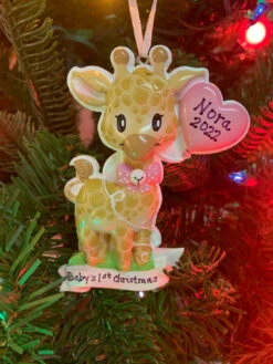Giraffe Pink Balloon Personalized Christmas Ornament OR2236-F -The Jolly Christmas Shop OR2236 F 77764.1664987213