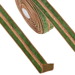 Raz 1.5" Green Velvet Christmas Ribbon With Gold Jewels R4227719 -The Jolly Christmas Shop R4227719 59490.1697115636