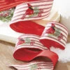 Raz 4" Ticking Stripe Cardinal Embroidered Wired Christmas Ribbon R4227725 2 Raz 4" Ticking Stripe Cardinal Embroidered Wired Christmas Ribbon R4227725 -The Jolly Christmas Shop R4227725 35405.1651091676