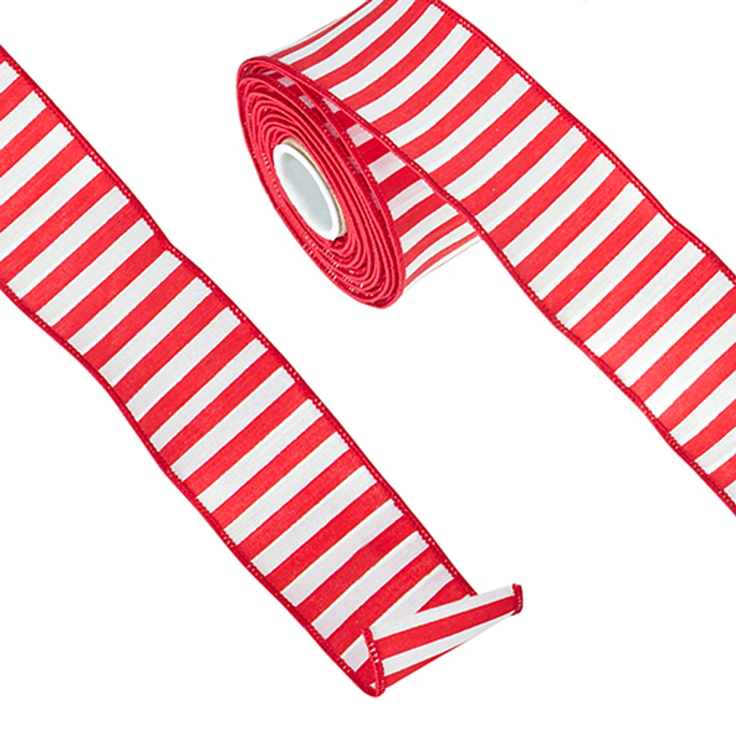 Raz 2.5" Red And White Striped Wired Christmas Ribbon R4271840 3 Raz 2.5" Red And White Striped Wired Christmas Ribbon R4271840