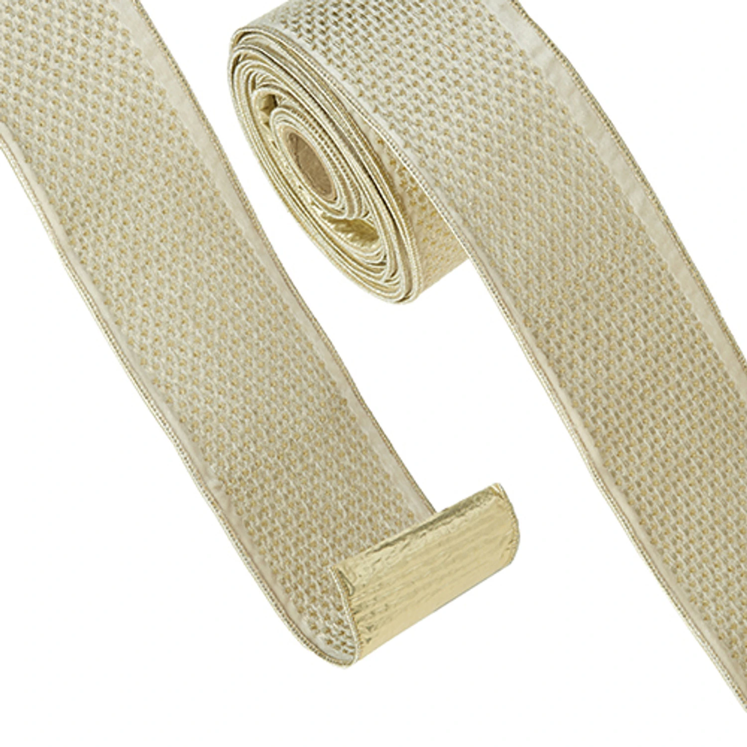 Raz 4" Champagne Pattern Wired Christmas Ribbon R4371829 4 Raz 4" Champagne Pattern Wired Christmas Ribbon R4371829 - Image 2