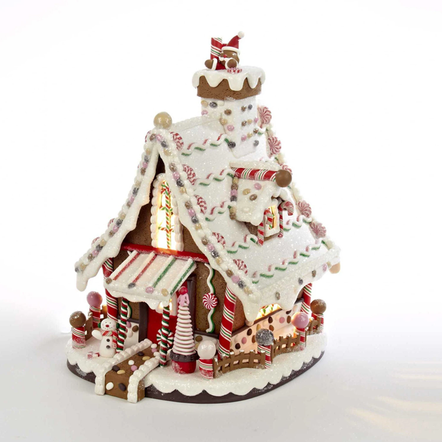 Kurt Adler 12" Electric Lighted Claydough Gingerbread House Christmas Figure J3628 3 Kurt Adler 12" Electric Lighted Claydough Gingerbread House Christmas Figure J3628