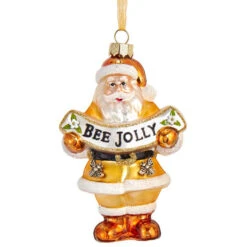 Kurt Adler 4.5" Gold And White Santa With Bee Banner Glass Christmas Ornament T2707 6 Kurt Adler 4.5" Gold And White Santa With Bee Banner Glass Christmas Ornament T2707 -The Jolly Christmas Shop api1fu5qg 71400.1646091947