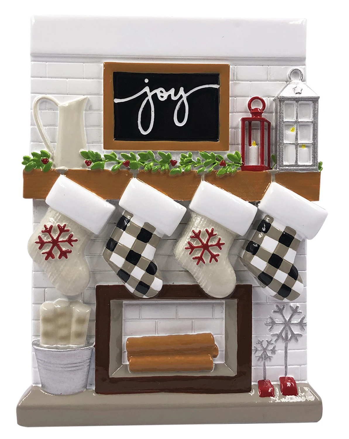 5" Fireplace Mantle Stocking Family Of 4 Personalized Christmas Ornament OR2030-4 5 5" Fireplace Mantle Stocking Family Of 4 Personalized Christmas Ornament OR2030-4 - Image 3