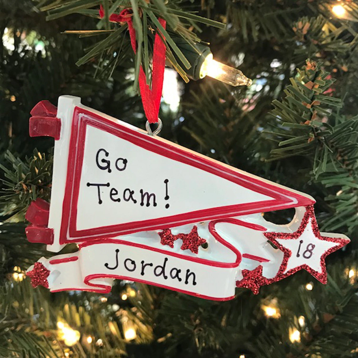 Glittered Red Sports Pennant Personalized Christmas Ornament OR1558-RD 3 Glittered Red Sports Pennant Personalized Christmas Ornament OR1558-RD