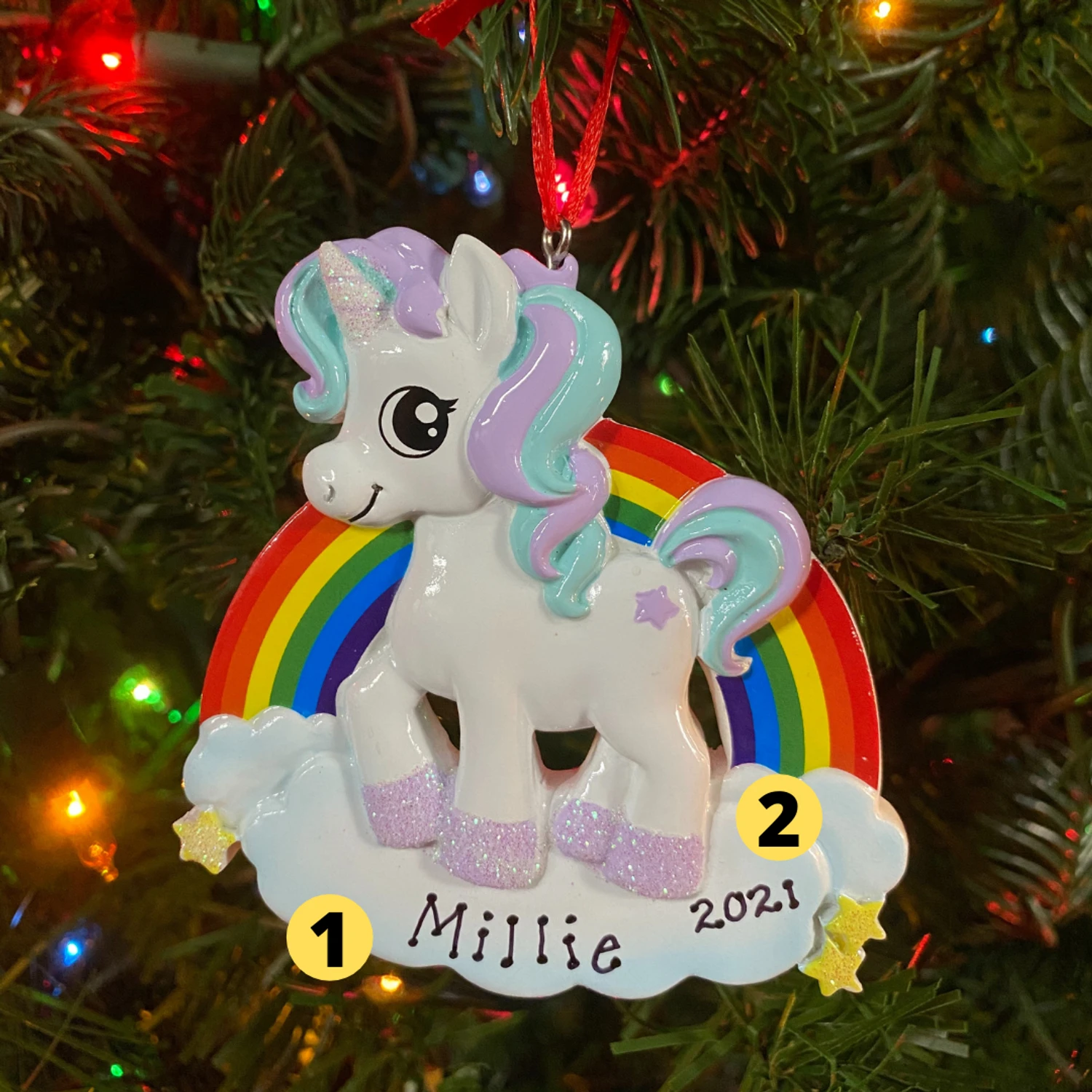 Unicorn Personalized Christmas Ornament OR1652 3 Unicorn Personalized Christmas Ornament OR1652