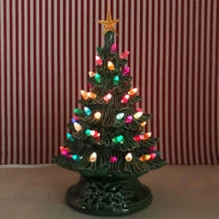 Small Lighted Green Ceramic Christmas Tree 12" -The Jolly Christmas Shop apidzwoxr 49985.1646091861