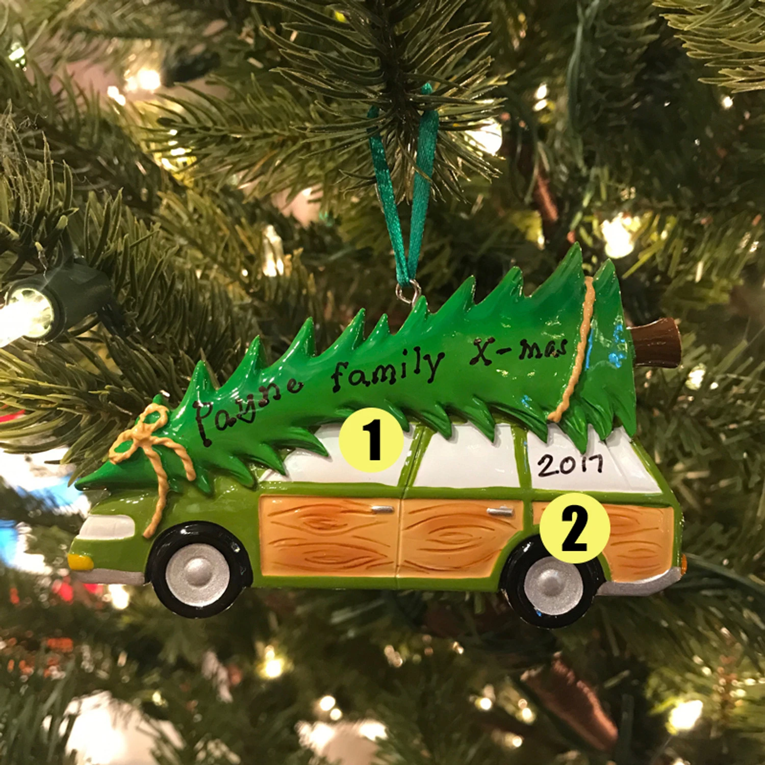 Family Station Wagon With Tree Personalized Christmas Ornament OR1565 3 Family Station Wagon With Tree Personalized Christmas Ornament OR1565